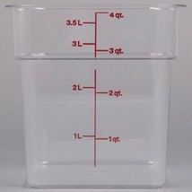 Cambro 4Qt. Clear Sq Polycarbonate Food Storage Container Winter Rose Gr... - £58.77 GBP