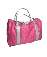 Quilted Nylon Duffle Zip Closure Pink Silver  Detachable Shoulder Strap  - £11.60 GBP