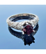 ELEGANT VINTAGE 925 STERLING SILVER NATURAL 5.5mm GARNET FILIGREE RING SIZE 5.75 - $38.61