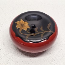 Okinawa Benibo Lacquerware Lidded Trinket Box Tea Caddy Red Black Gold F... - $1,194.70 MXN