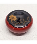 Okinawa Benibo Lacquerware Lidded Trinket Box Tea Caddy Red Black Gold F... - $63.03
