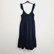 New Look - Black Shirred Frill Midi Dress - Black - UK 18 - £21.77 GBP
