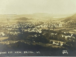 Vermont Bristol City VT Town Birds Eye View Addison County Postcard RPPC Ashley - £11.71 GBP