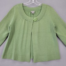 Ann Taylor Women Cardigan Size M Green Stretch Silk Cashmere Preppy Crop Button - £10.82 GBP