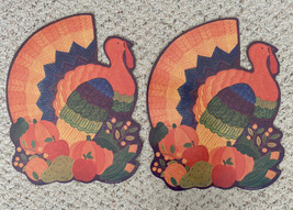 Lot of 2 Vintage Hallmark Thanksgiving Turkey Decorations Die Cuts - £15.75 GBP