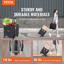 VEVOR Foldable Utility Cart, 110 lbs Load Capacity, Folding Portable Rol... - £31.37 GBP