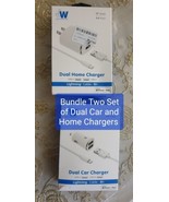 Just Wireless Two Set of Car &amp; Home Chargers 17 Watt for iPhone Dual USB... - $17.78 CAD
