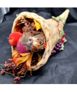 Fall Thanksgiving Ceramic Large Cornucopia Table Centerpiece Faux Fruit ... - €20,84 EUR