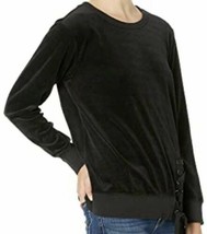 NWT Mod-O-Doc Velour Sweatshirt with Asymmetrical Lace-Up Black Size XS - $14.84