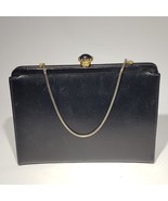 VTG Viki Original Black Leather Clutch Purse Optional Rope Chain Handle ... - $62.95