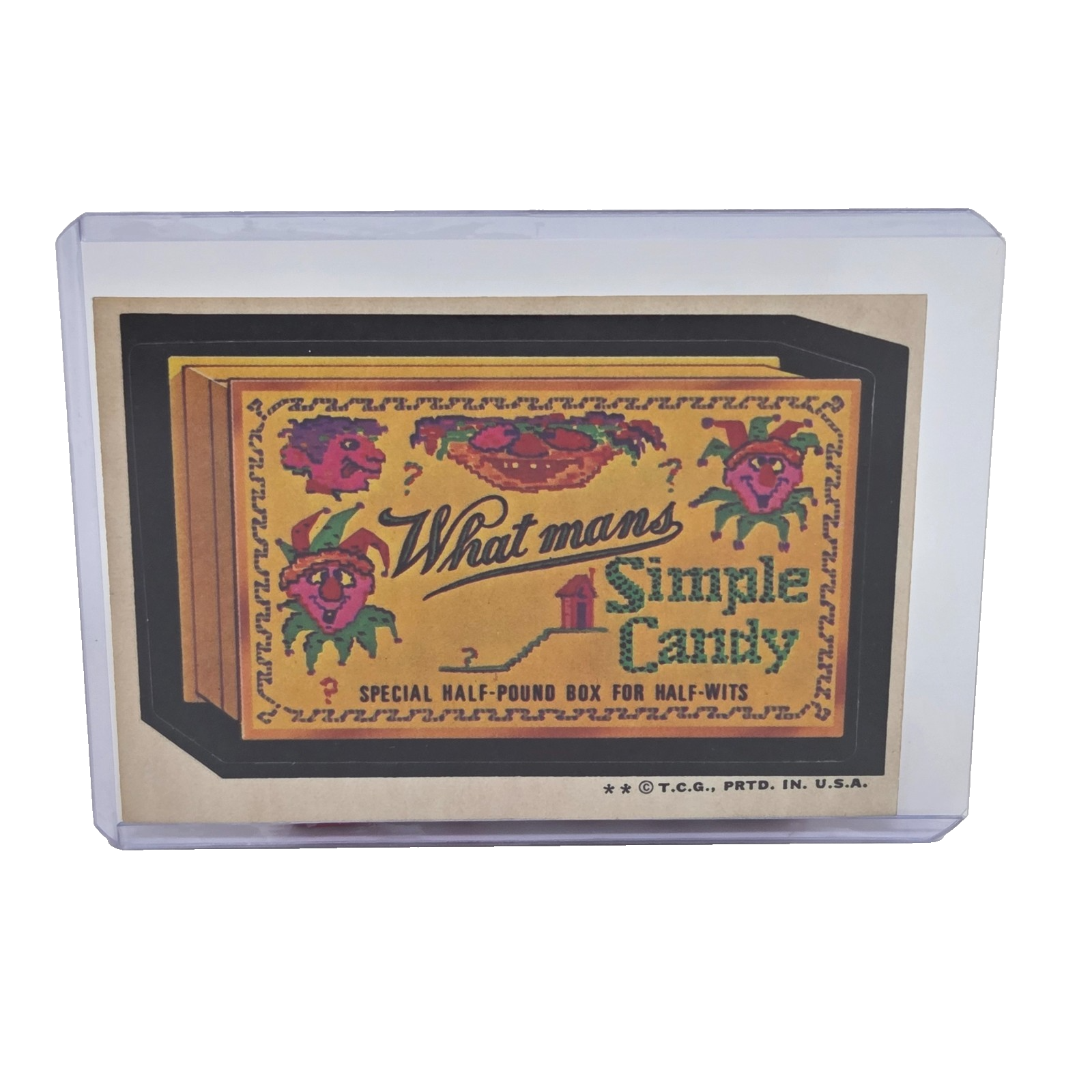 VINTAGE TOPPS 1970&#39;s WACKY PACKAGES STICKER WHAT MANS SIMPLE CANDY FOR H... - $7.60
