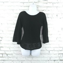 Les Amoure Munich Womens Medium M Black Polyacrylic 3/4 Bell Sleeve Sweater - £19.77 GBP
