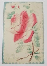 Birthday Greeting Heavy Embossed Airbrushed Rose 1908 Liberty Pa Postcard D7 - £5.54 GBP