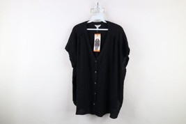 New Orvis Womens Size 2XL XXL Blank Gauzy Rayon Button Shirt Blouse Top Black - £35.85 GBP