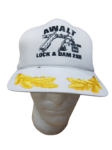 Awalt Lock &amp; Dam 26R White Trucker Hat With Oak Leafs Or Scrambled Eggs - £17.95 GBP