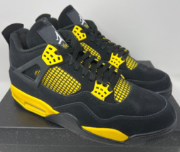 Nike Air Jordan 4 Retro Thunder Shoes Sneakers Black Yellow DH6927-017 S... - £241.10 GBP