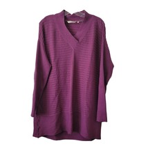 Soft Surroundings Boheme Sweater V Neck Long Sleeve Ribbed Purple Medium - $21.77