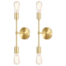 Gold Vanity Lights, 2-Light Bathroom Light Fixtures Over Mirror Brass Sconce Mod - £52.90 GBP