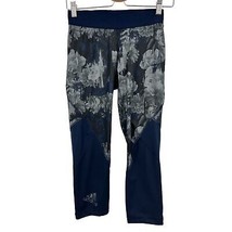 Adidas leggings S women&#39;s Alphaskin sport athleisure rose print UPF UV anti-odor - £23.74 GBP