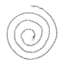 24&quot; Cable Rolo Link Chain Necklace 14k White Gold - £859.61 GBP