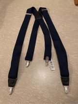 Clip On DOCKERS Suspenders Braces-Elastic-Blue w/ Silver Accents 1 1/4”W... - $10.59