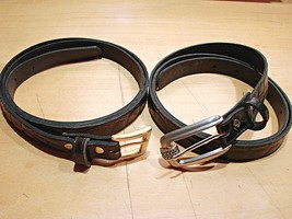 Lot of 2 Womens Brown Black Croc Design Faux Leather Dress Belts Size 10 - £16.85 GBP