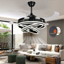 42&quot; Invisible Ceiling Fan Chandelier Light,Modern Crystal Diy, 42&quot;, Black - £173.08 GBP