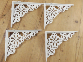 4 Cast Iron Shelf Brackets New Antique Style White 7.5&quot; x 6&quot; Corbels **S... - £17.75 GBP