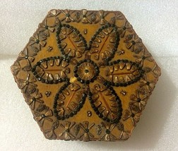 Old Albanian Wood Hexagon Jewellery Box HANDMADE-COMMUNISM TIME-1960-12X14 Cm - £27.59 GBP