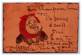 Comic Crying Child Having A Swell Time 1909 Leather Postcard P16 - £4.70 GBP