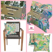2pk Tommy Bahama Pink Green 18x18 Indoor Outdoor Tropical Palm Floral Pillow Set - £27.08 GBP