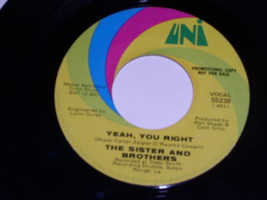 The Sister And Brothers Yeah You Right Dear Ike 45 Rpm Record Uni Label Promo - £51.12 GBP