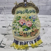 Amia Studios Suncatcher Handpainted Stained Glass Purse Beaded Floral De... - $59.39
