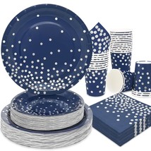 200 Pcs Navy Blue Plates And Napkins Party Supplies,Navy Blue Paper Plates Serve - $45.99