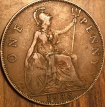 1935 Uk Gb Great Britain One Penny Coin - £1.36 GBP