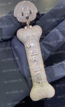 Baguette Cut Simulated Diamond Custom Letter Dog Bone Pendant 925 Silver - £249.10 GBP