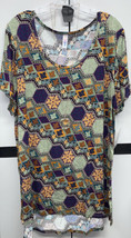 NWT LuLaRoe 3XL Green Gold Teal Purple Medallions Rayon Blend Knit Class... - $32.66