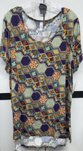 NWT LuLaRoe 3XL Green Gold Teal Purple Medallions Rayon Blend Knit Class... - £30.06 GBP