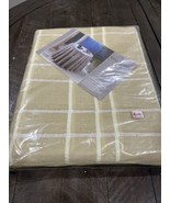Vintage KEMP &amp; BEATLEY Tan  Window Pane Tablecloth 60 X 88 Polyester Acr... - $54.29 CAD
