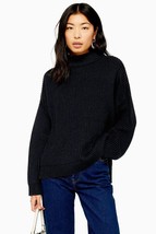 Top Shop Topshop Navy Knitted Funnel Neck Sweater Sz 8-10 NWT New - $24.74