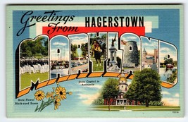 Greetings From Hagerstown Maryland Postcard Large Letter Unused Old Line State - £15.97 GBP