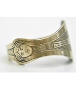 Victorian spoon ring with lady&#39;s face antique spoon band Size 11 adjustable - £45.37 GBP