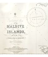 1963 Nautical Ship Map Maldive Islands Trig Survey 44&quot;x28&quot; Sailing Vinta... - $139.42 CAD