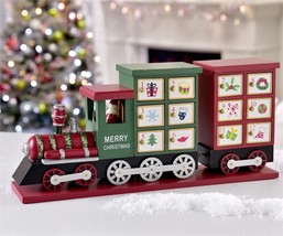 Christmas Calendar Train Countdown 16.5" Long Red & Green with 24 Fillable Boxes