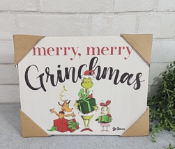 The Grinch Merry Merry Grinchmas Wood Sign Decor Easel Dr Seuss Max Cindy Lou - £16.05 GBP