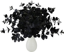 Greentime 2 Pack Black Fake Flowers Artificial Eucalyptus Stems Bouquet With 20 - £26.81 GBP