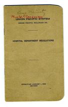 1929 Union Pacific Railroad Hospital Department Regulations Booklet - $21.75
