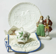 Lot Of Items Vintage Tea Spoon Holder Fenton Plate Tea Cup Victorian Figurine - £23.80 GBP