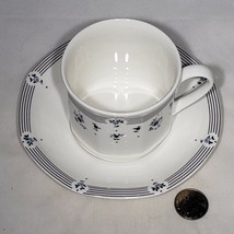 VTG Royal Doulton Calico Blue Flat Cup and Saucer Set England Discontinued - £10.17 GBP