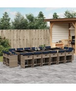  Patio Dining Set Set of 16 Gray PE Rattan Large Foldable - $40,766.85 MXN